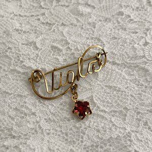 Estate Vintage 1940s 1950s Sweetheart Jewelry Name Brooch Faux? Ruby Star Charm